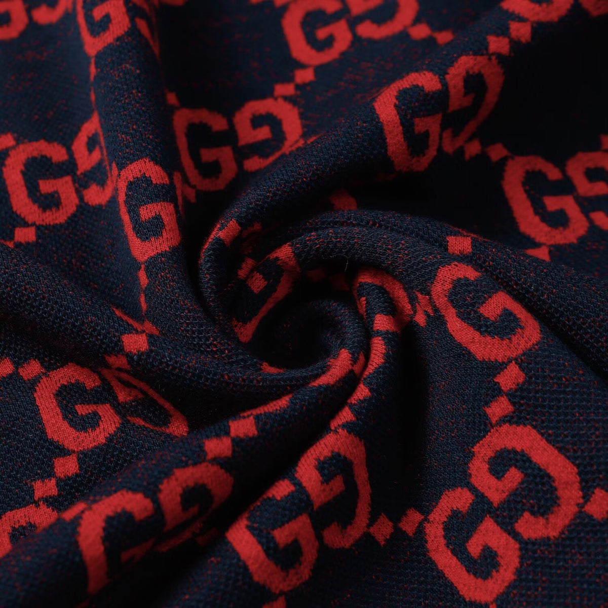 Gucci GG Monogram Polo Shirt | Navy & Red