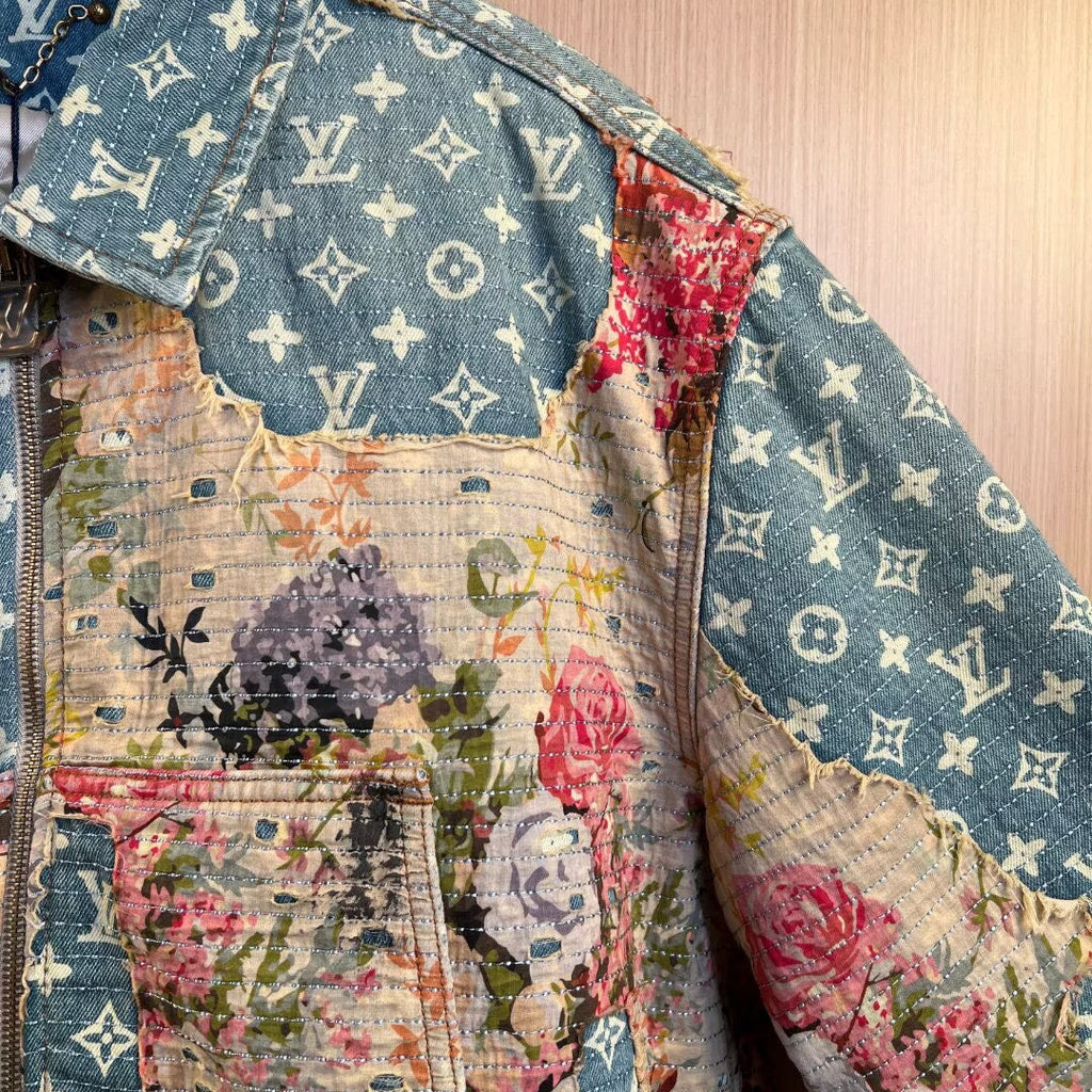 LOUIS VUITTON Monogram x Floral Patchwork Zip Jacket
