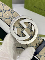 Gucci Classic Men's Belt — Gold Buckle & Silver Buckle