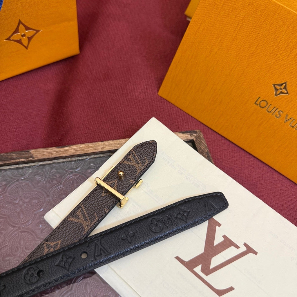 Louis Vuitton Monogram Belt – LV Initiales Gold Buckle | Women’s Luxury