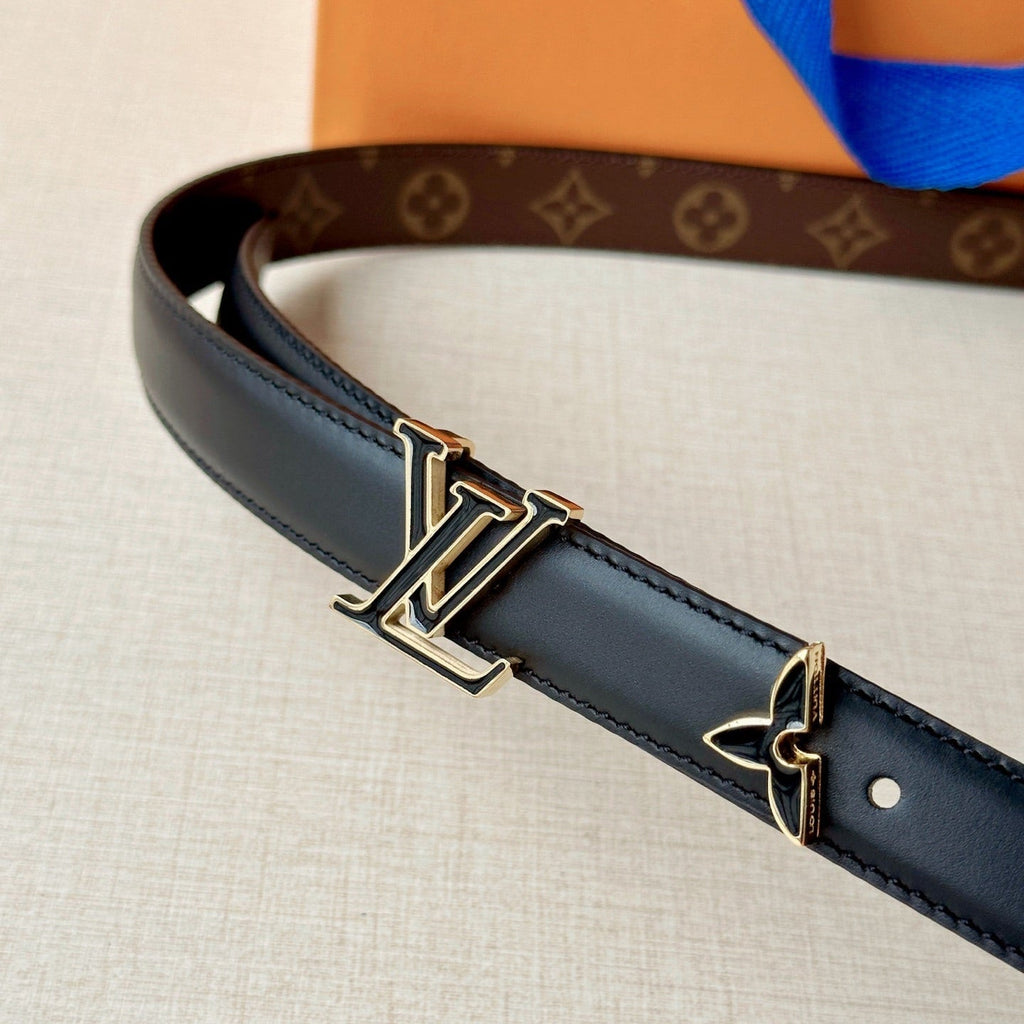 Women's Louis Vuitton Monogram Belt | LV Gold Buckle | Luxury Leather