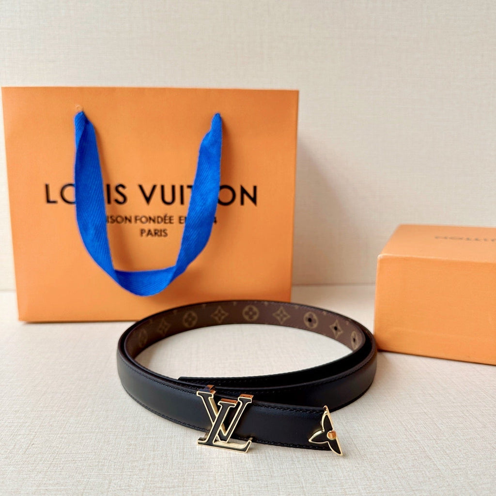 Women's Louis Vuitton Monogram Belt | LV Gold Buckle | Luxury Leather