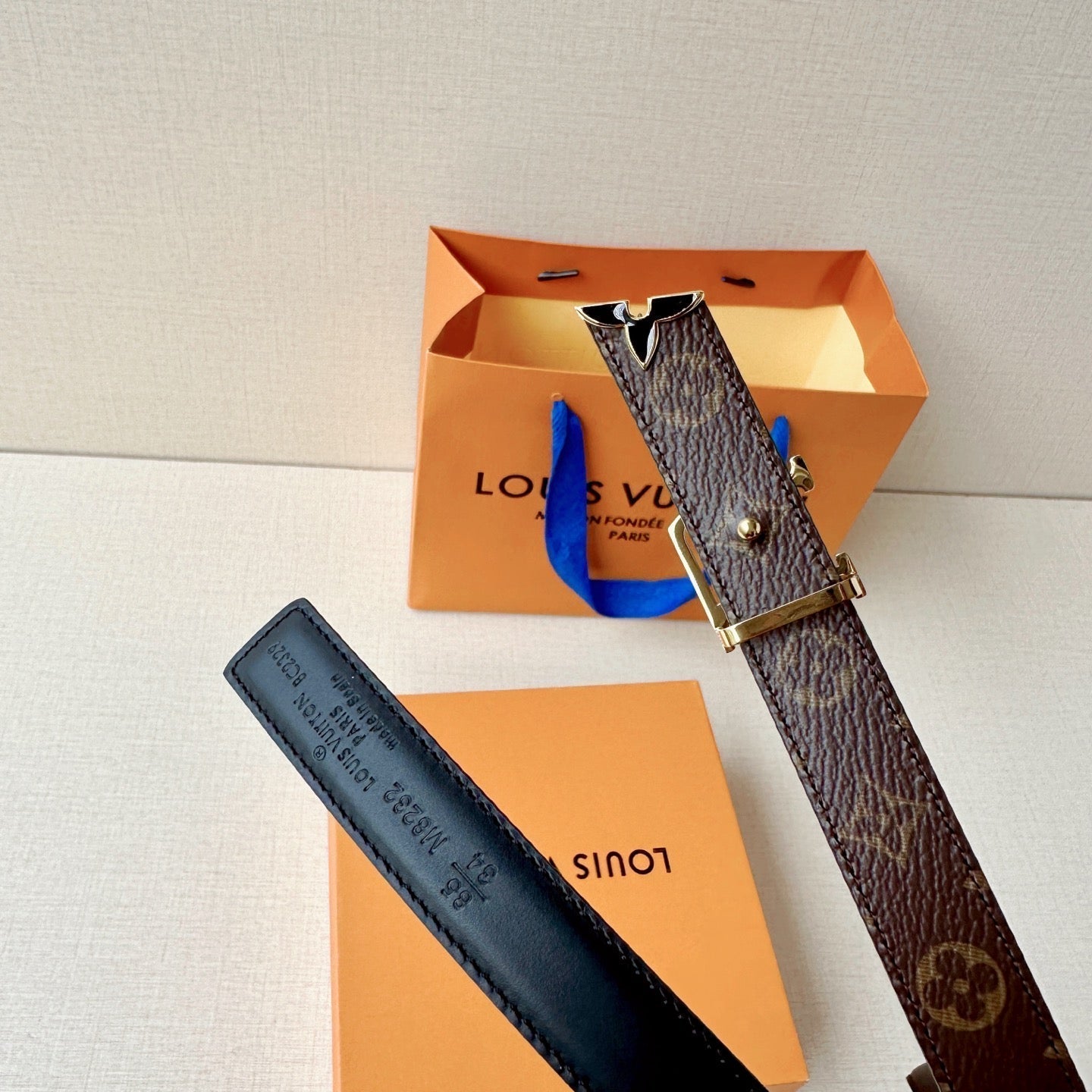 Women's Louis Vuitton Monogram Belt | LV Gold Buckle | Luxury Leather