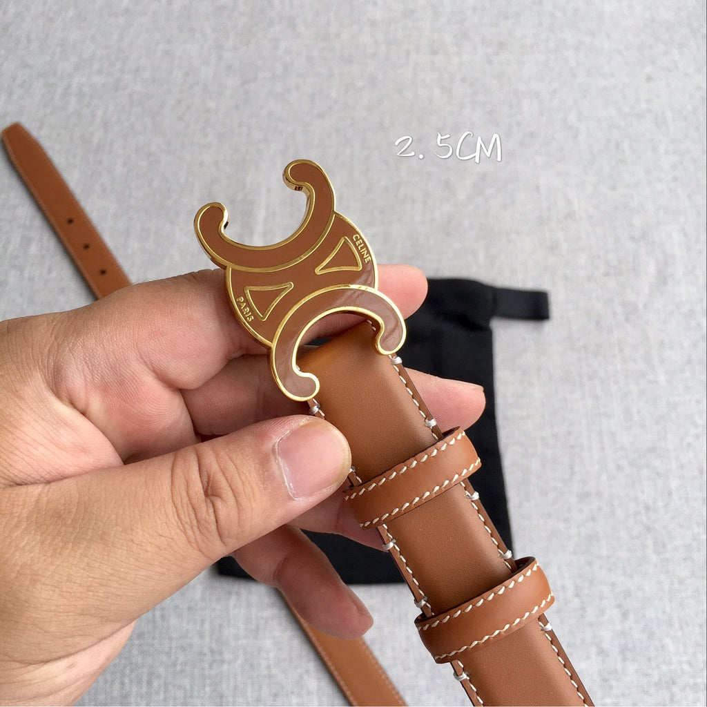 Women's Genuine Leather Belt with Triomphe Buckle | Celine