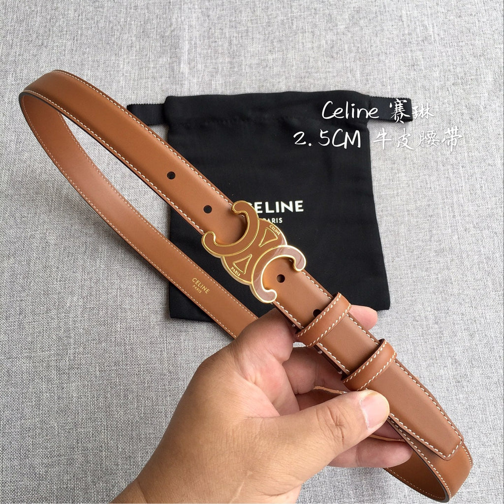 Women's Genuine Leather Belt with Triomphe Buckle | Celine
