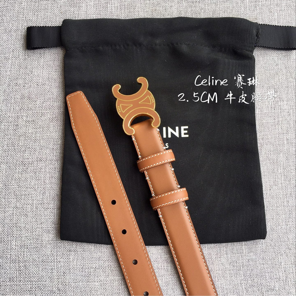 Women's Genuine Leather Belt with Triomphe Buckle | Celine