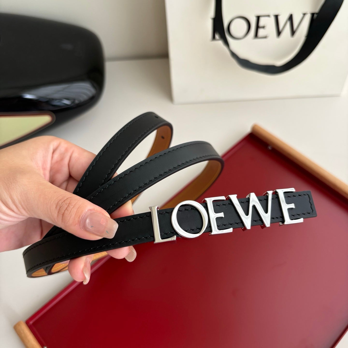 Loewe Women’s Leather Belt – Iconic Anagram Buckle | Spanish Luxury