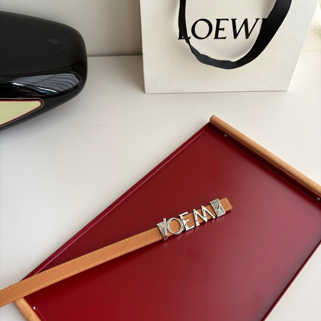 Women's Loewe Leather Belt | Anagram Gold Buckle | Dress & Casual