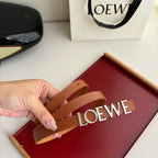 Women's Loewe Leather Belt | Anagram Gold Buckle | Dress & Casual