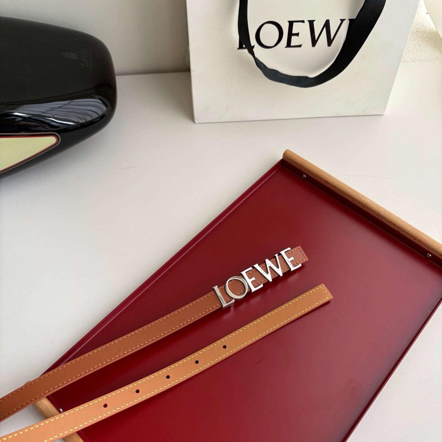 Women's Loewe Leather Belt | Anagram Gold Buckle | Dress & Casual