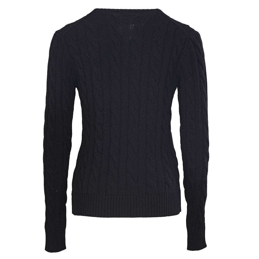Ralph Lauren Cable-Knit V-Neck Sweater - Black - view 3