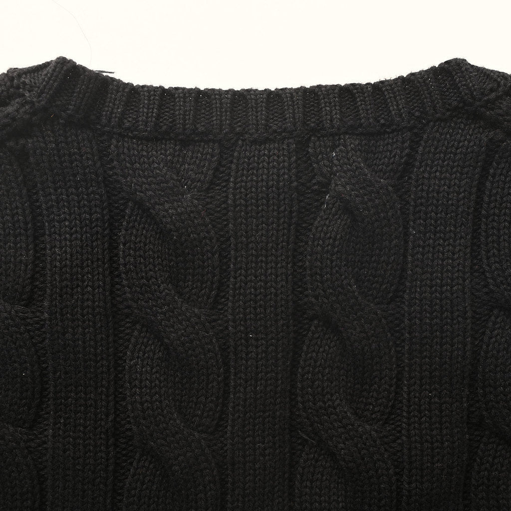Ralph Lauren Cable-Knit V-Neck Sweater - Black - view 6