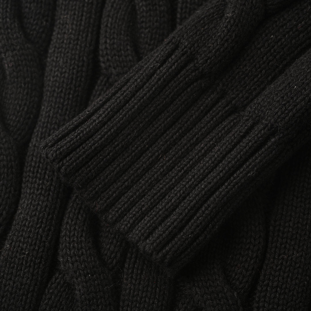 Ralph Lauren Cable-Knit V-Neck Sweater - Black - view 7