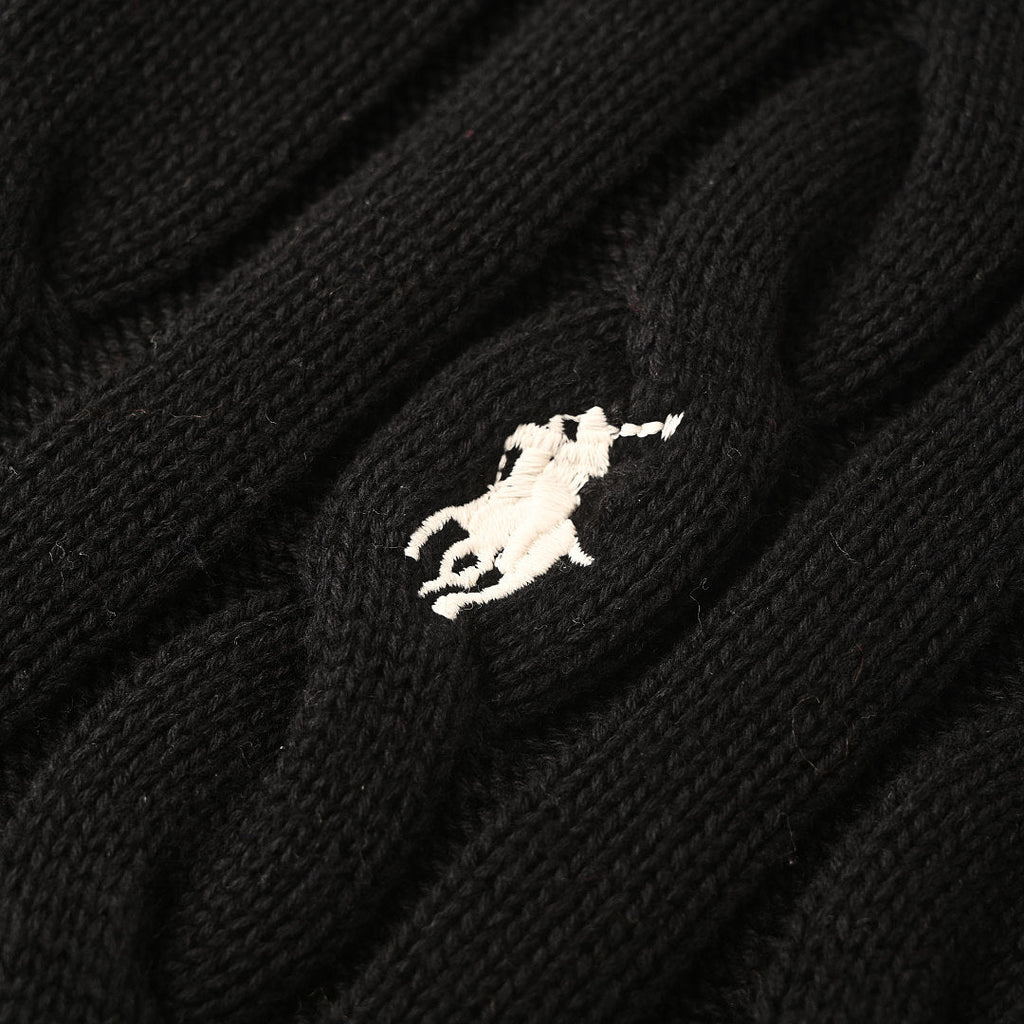 Ralph Lauren Cable-Knit V-Neck Sweater - Black - view 8