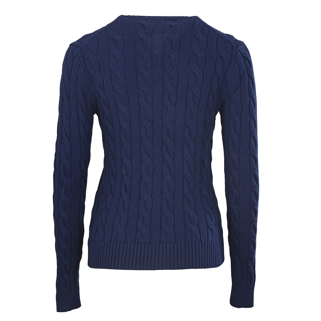 Ralph Lauren Cable-Knit V-Neck Sweater - Navy - view 3