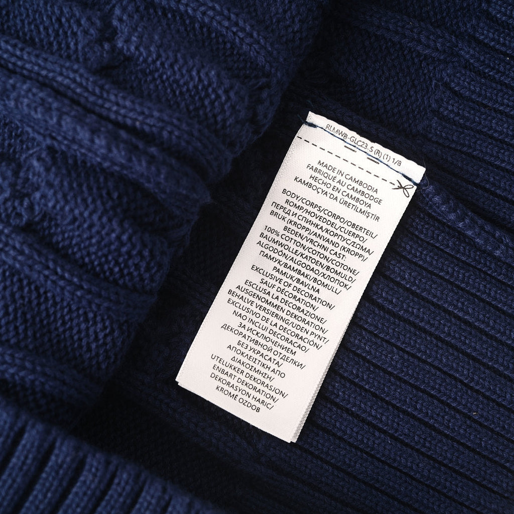 Ralph Lauren Cable-Knit V-Neck Sweater - Navy - view 4