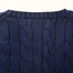 Ralph Lauren Cable-Knit V-Neck Sweater - Navy - view 6