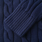 Ralph Lauren Cable-Knit V-Neck Sweater - Navy - view 7