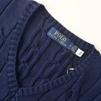Ralph Lauren Cable-Knit V-Neck Sweater - Navy - view 9