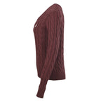 Ralph Lauren Cable-Knit V-Neck Sweater - Burgundy - view 2