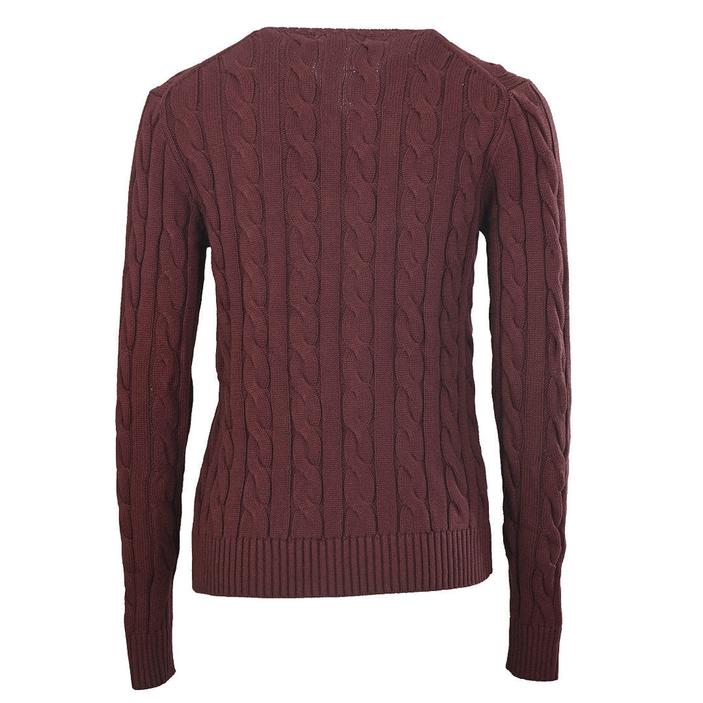 Ralph Lauren Cable-Knit V-Neck Sweater - Burgundy - view 3