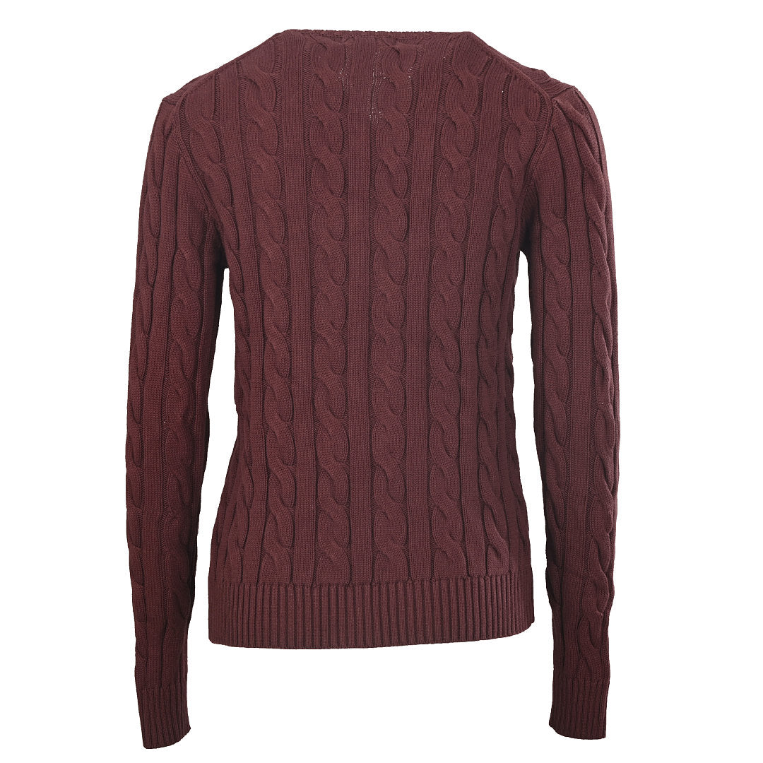 Ralph Lauren Cable-Knit V-Neck Sweater - Burgundy - view 3