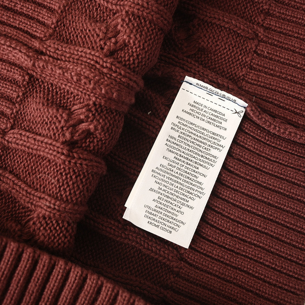 Ralph Lauren Cable-Knit V-Neck Sweater - Burgundy - view 4