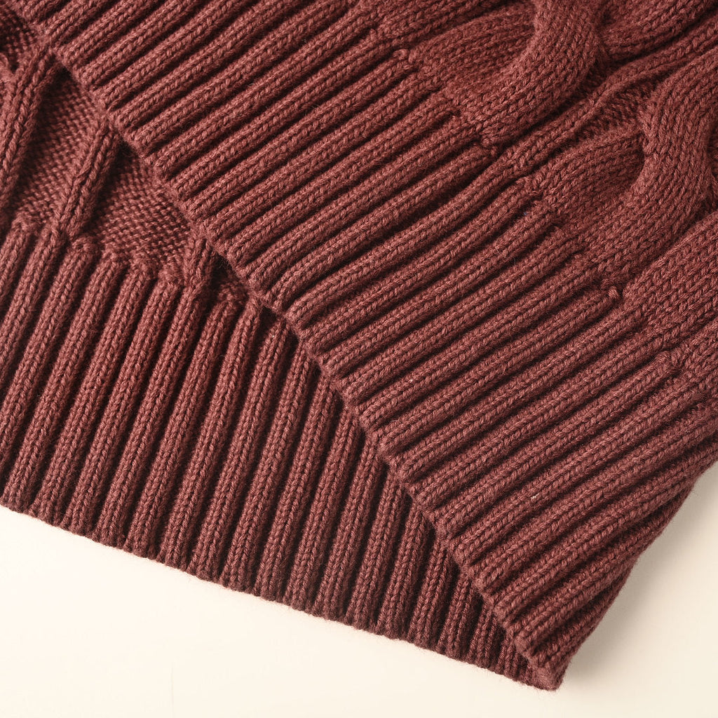 Ralph Lauren Cable-Knit V-Neck Sweater - Burgundy - view 5