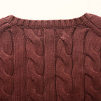 Ralph Lauren Cable-Knit V-Neck Sweater - Burgundy - view 6