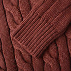 Ralph Lauren Cable-Knit V-Neck Sweater - Burgundy - view 7