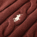 Ralph Lauren Cable-Knit V-Neck Sweater - Burgundy - view 8