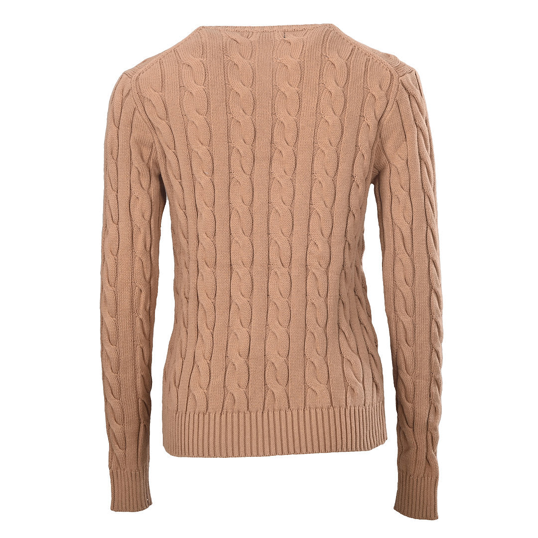 Ralph Lauren Cable-Knit V-Neck Sweater - Camel - view 3