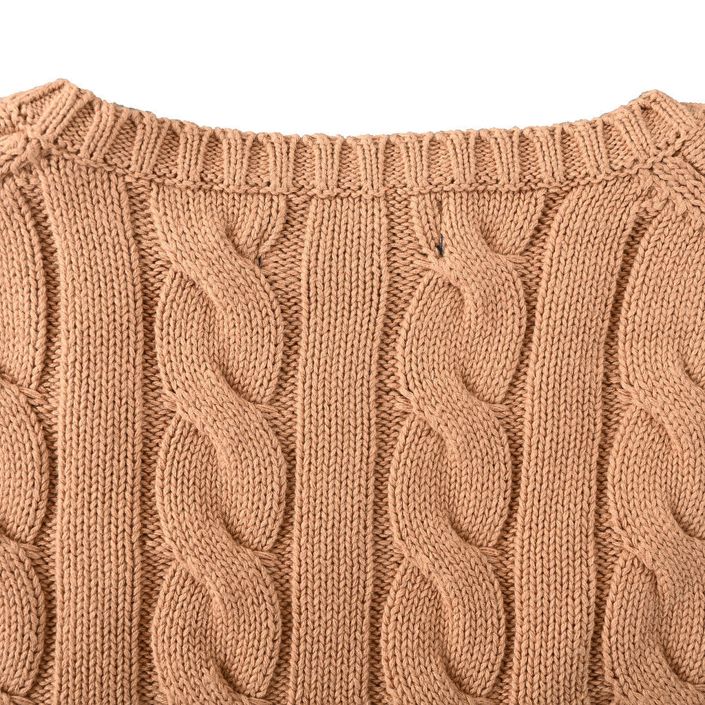 Ralph Lauren Cable-Knit V-Neck Sweater - Camel - view 6