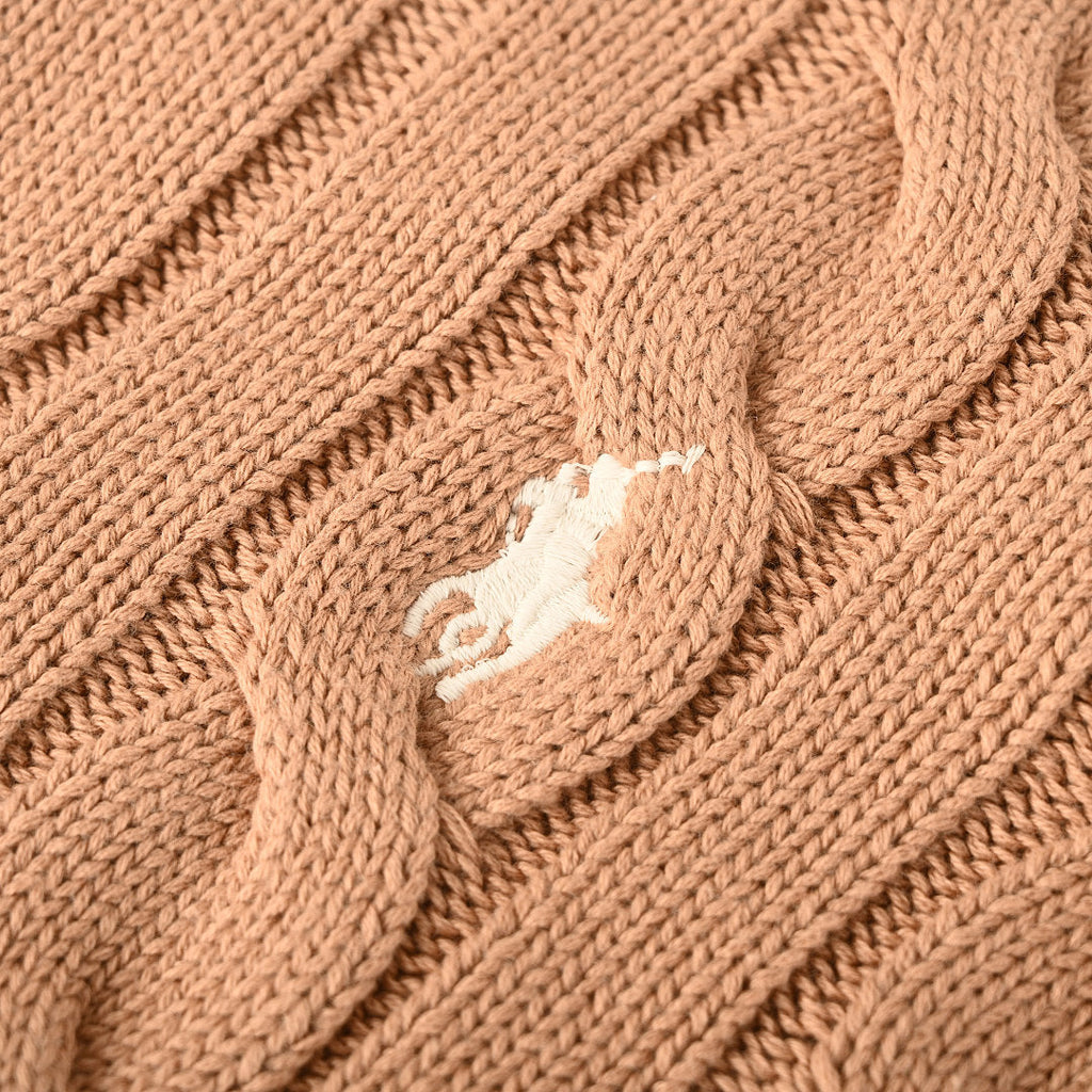 Ralph Lauren Cable-Knit V-Neck Sweater - Camel - view 8