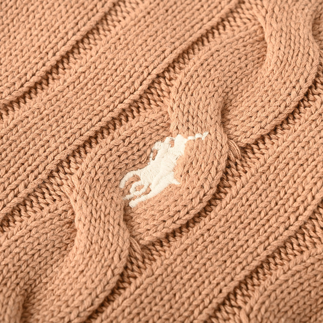 Ralph Lauren Cable-Knit V-Neck Sweater - Camel - view 8