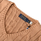 Ralph Lauren Cable-Knit V-Neck Sweater - Camel - view 9