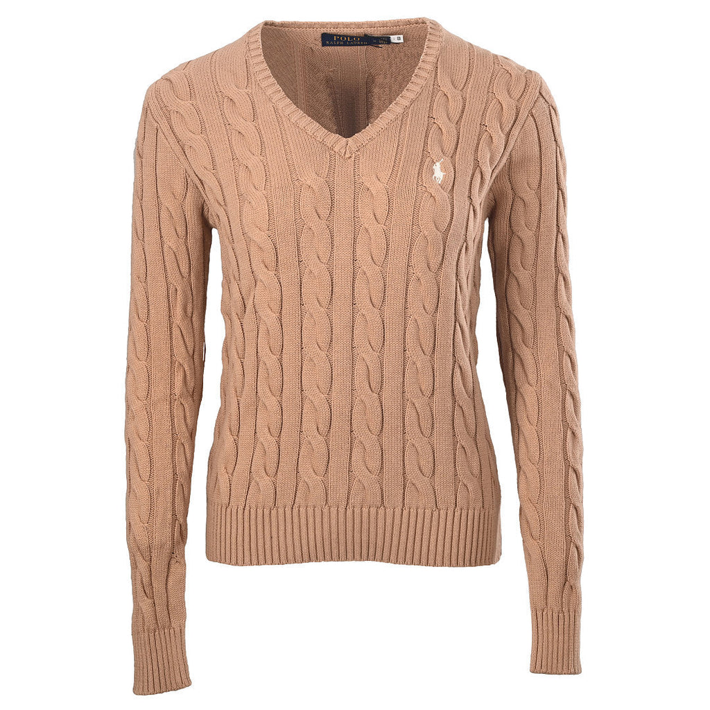 Ralph Lauren Cable-Knit V-Neck Sweater - Camel - view 20