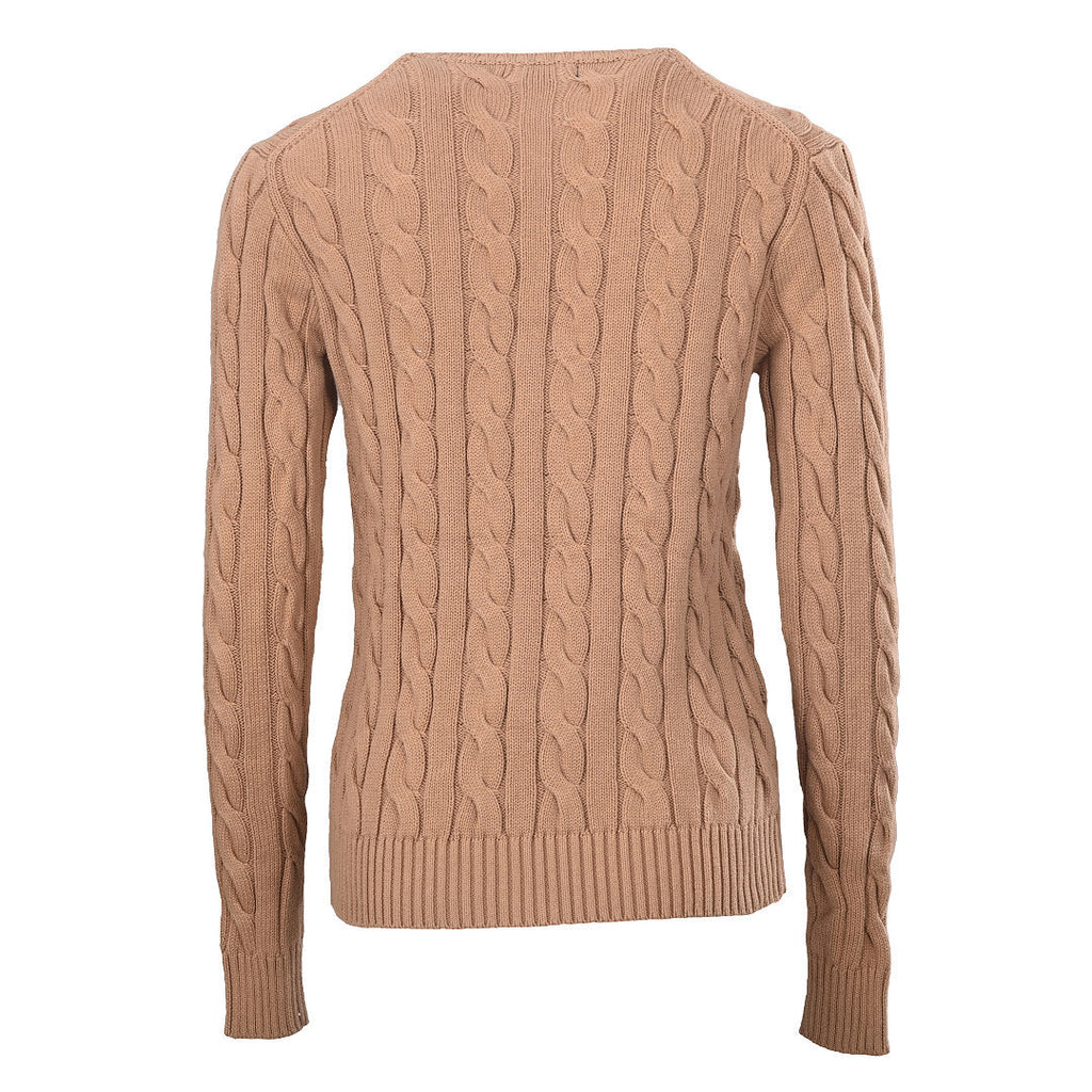 Ralph Lauren Cable-Knit V-Neck Sweater - Camel - view 22