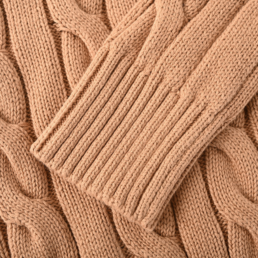 Ralph Lauren Cable-Knit V-Neck Sweater - Camel - view 26