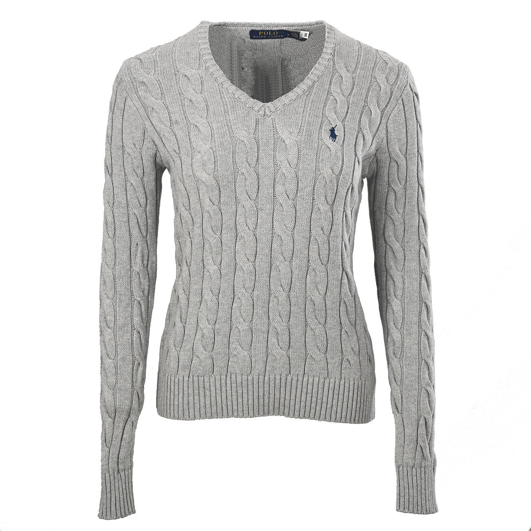 Ralph Lauren Cable-Knit V-Neck Sweater - Gray - view 1