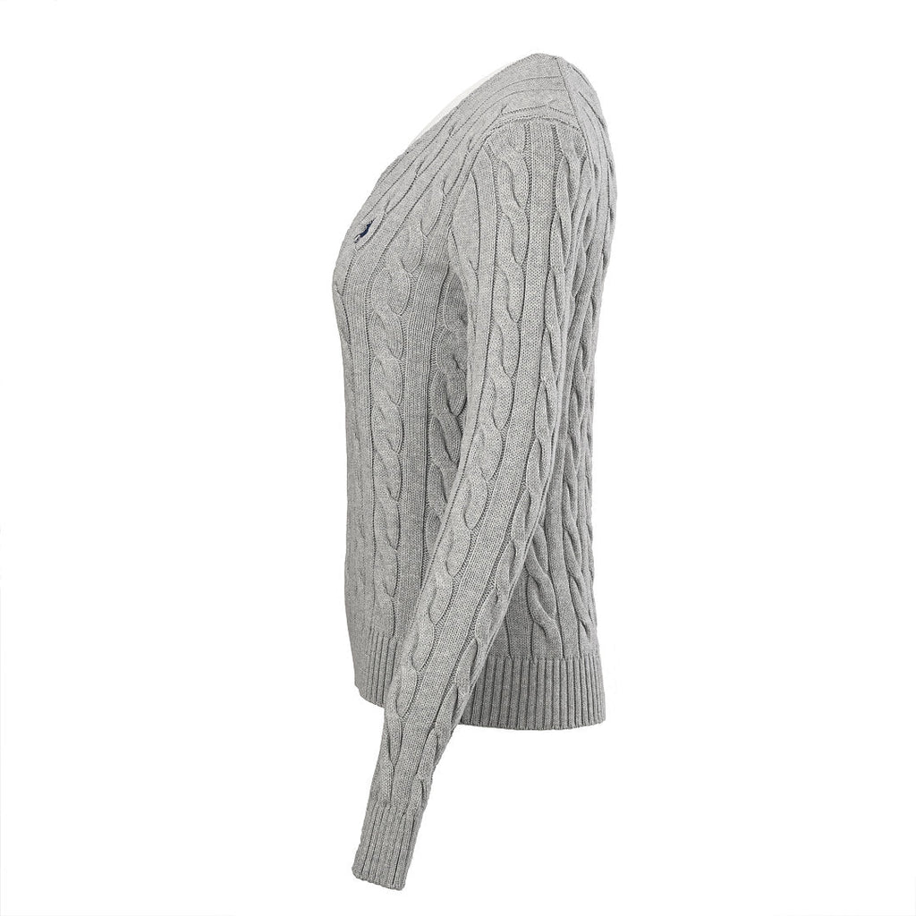 Ralph Lauren Cable-Knit V-Neck Sweater - Gray - view 2