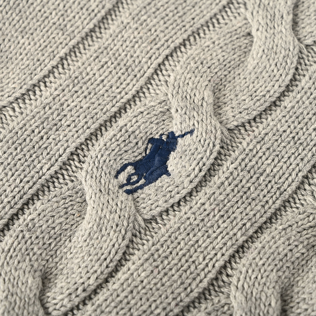 Ralph Lauren Cable-Knit V-Neck Sweater - Gray - view 8