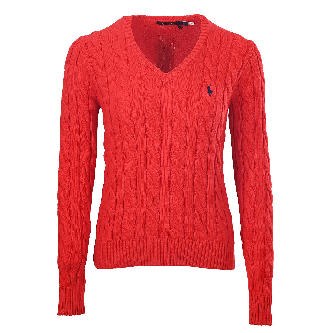 Ralph Lauren Cable-Knit V-Neck Sweater - Red - view 1