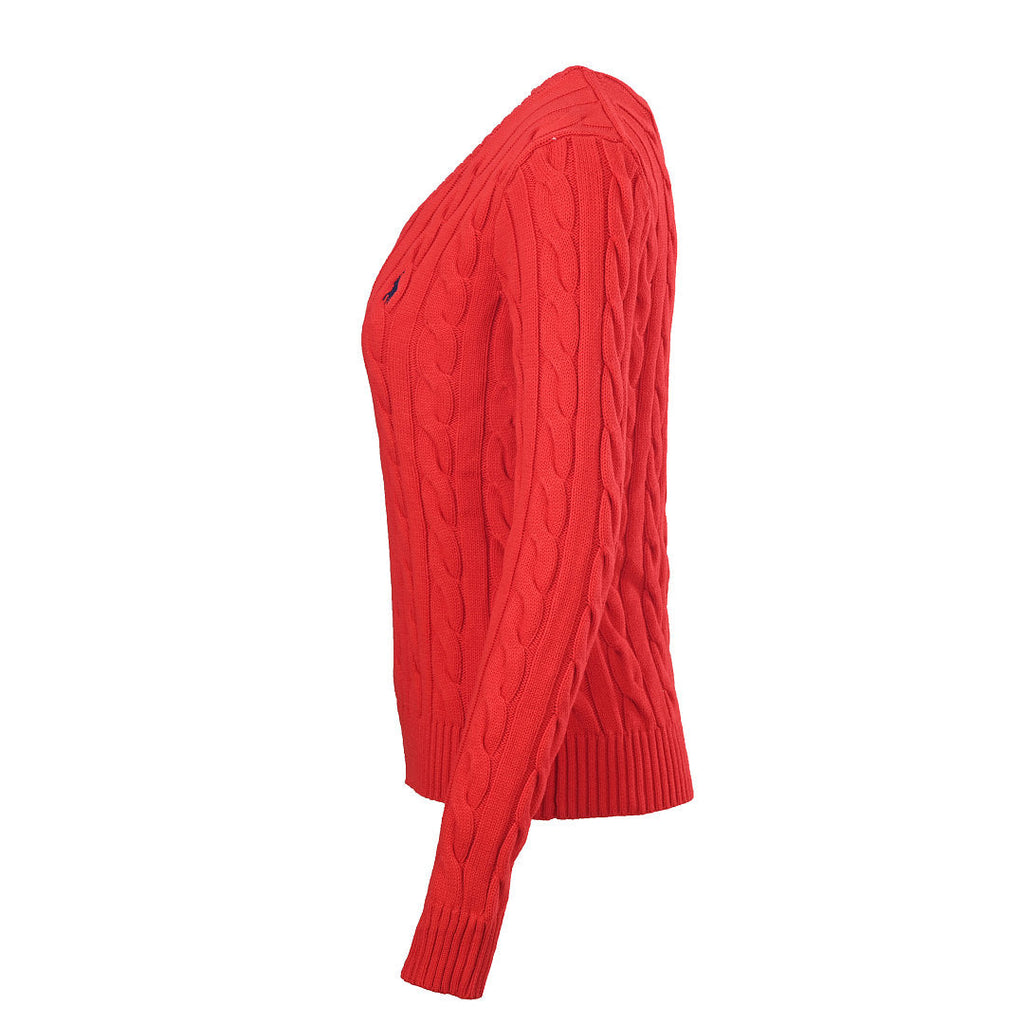 Ralph Lauren Cable-Knit V-Neck Sweater - Red - view 2