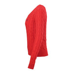 Ralph Lauren Cable-Knit V-Neck Sweater - Red - view 2