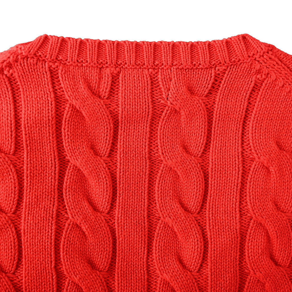Ralph Lauren Cable-Knit V-Neck Sweater - Red - view 6