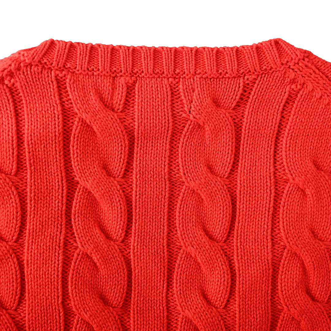 Ralph Lauren Cable-Knit V-Neck Sweater - Red - view 6