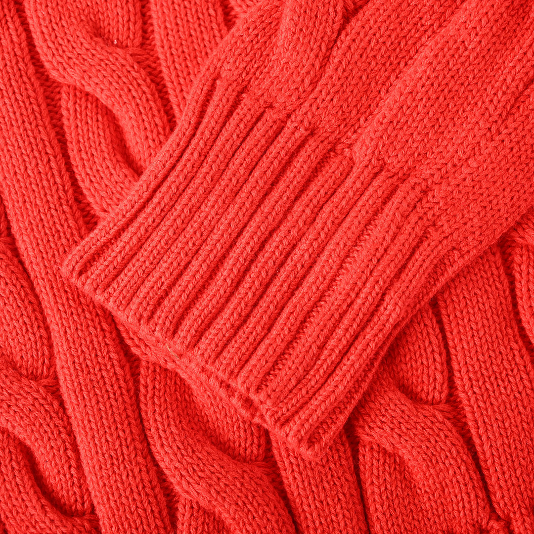 Ralph Lauren Cable-Knit V-Neck Sweater - Red - view 7