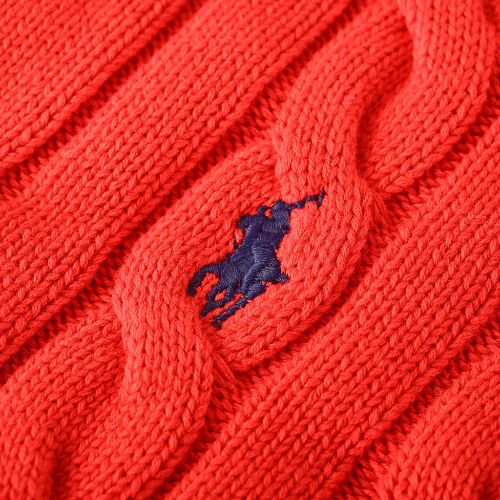 Ralph Lauren Cable-Knit V-Neck Sweater - Red - view 8