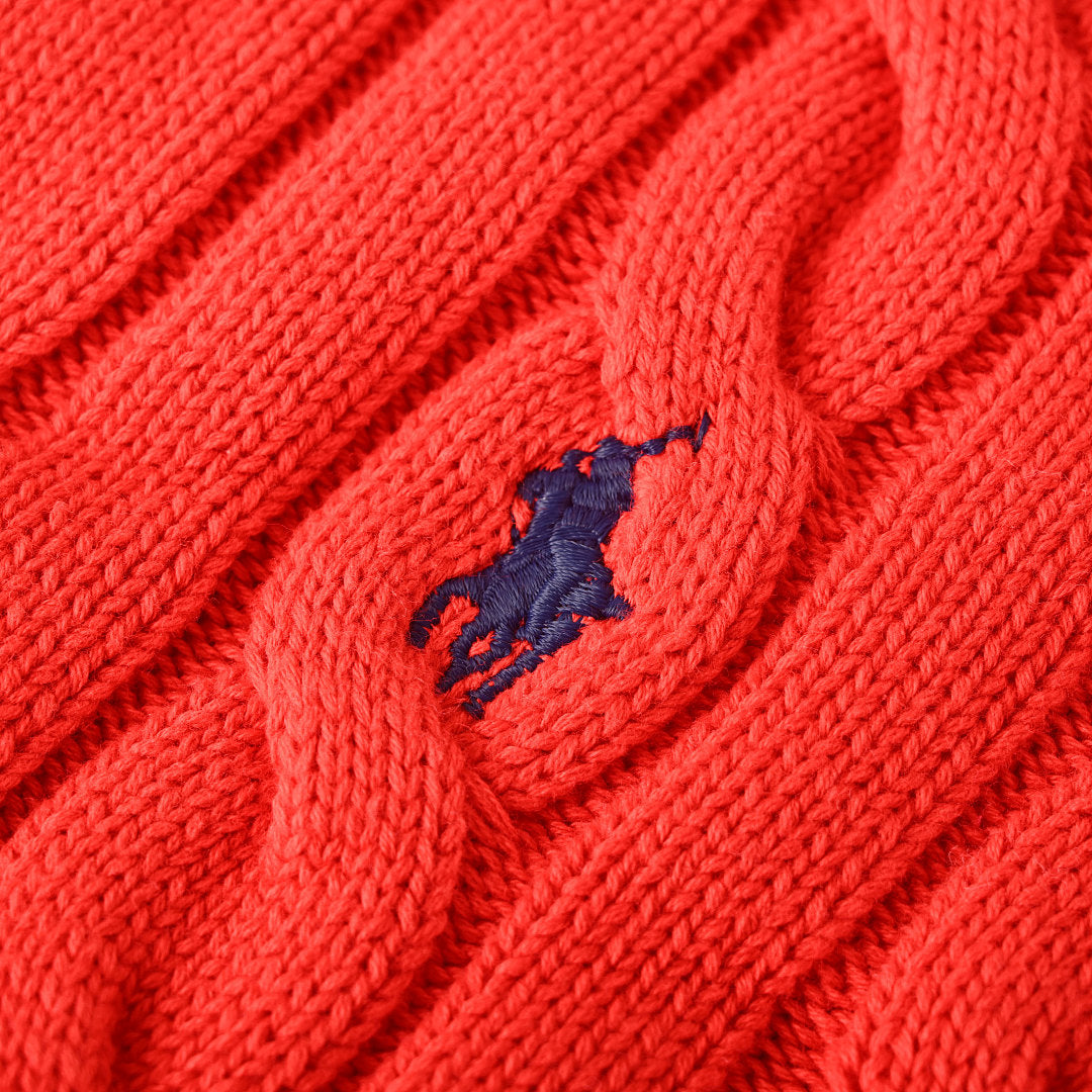 Ralph Lauren Cable-Knit V-Neck Sweater - Red - view 8